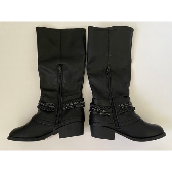 Jellypop Black Downtown Chained Braided Tassel Mid Calf Girls’ Boots Size 2 - Picture 5 of 9